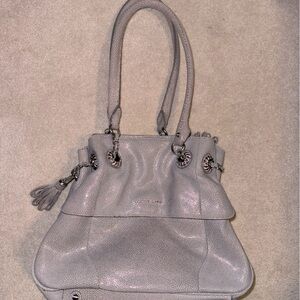 Vintage silver and gray leather Judith Ripka purse